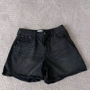 Abercrombie & Fitch Black High-Rise Curve Love Denim Shorts